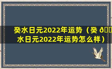 癸水日元2022年运势（癸 🐒 水日元2022年运势怎么样）